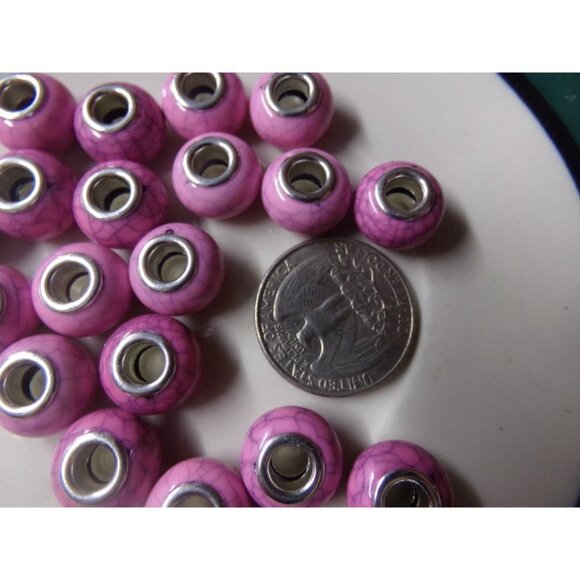 Pink Cracked Style Large Hole Beads - Picture 2 of 2
